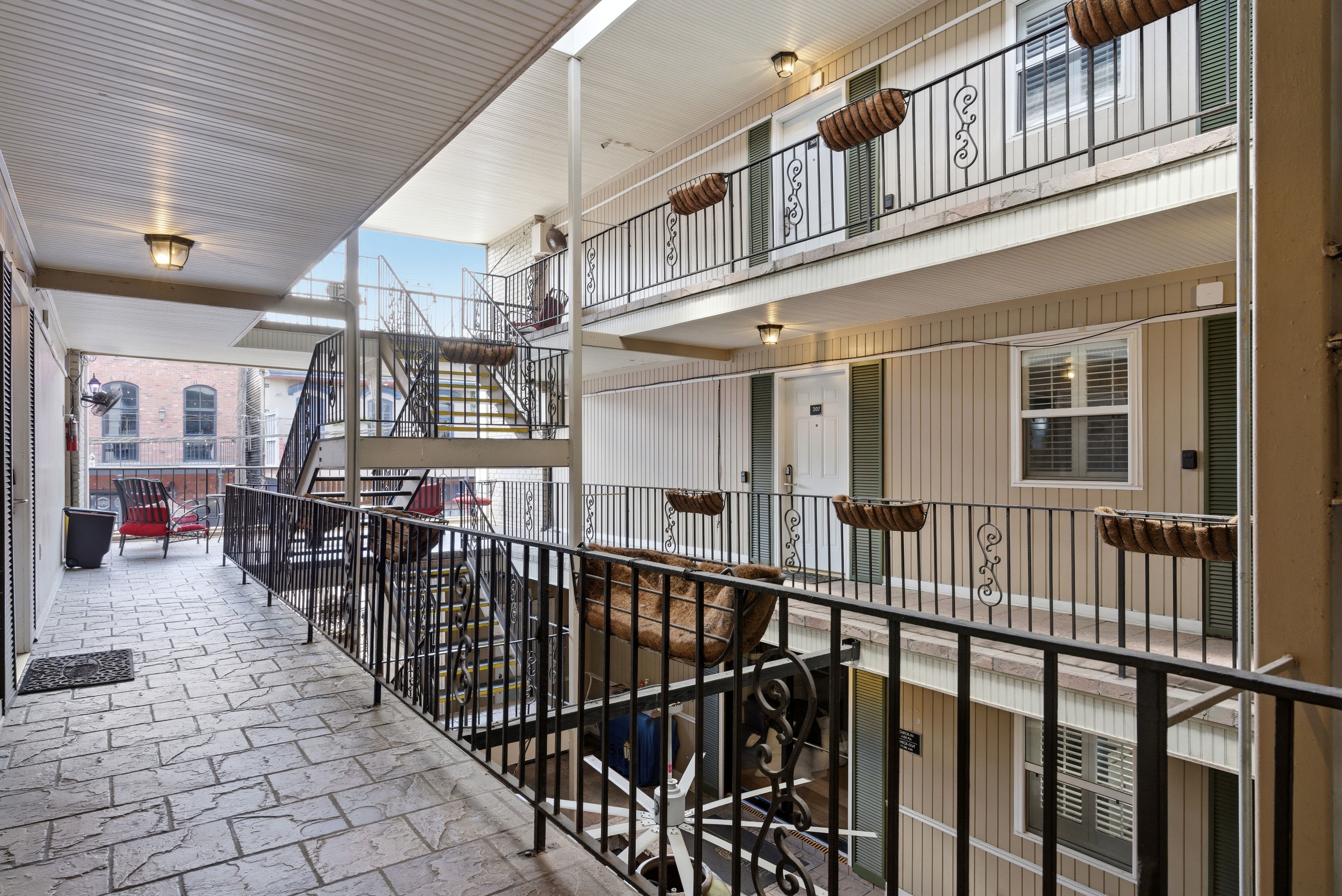Classic New Orleans gallery walkway to your suite