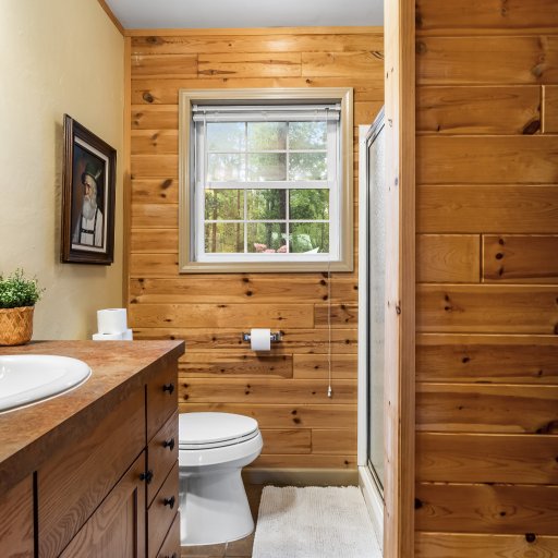 Main-floor bathroom with a walk-in shower