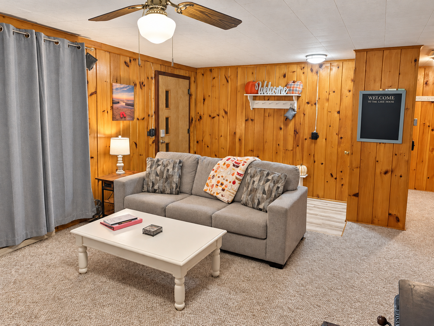 OVERVIEW:  The home has a comfy and relaxing living room with a sofa, chair coffee table, and television.  (Note that the wood fireplace in the living room is not available for guest usage.)