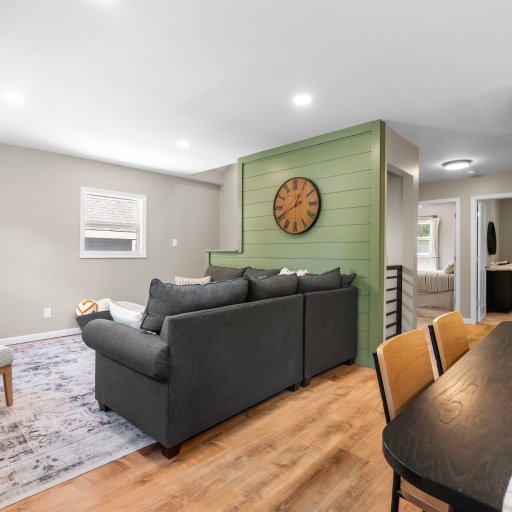Living room looking toward the main-floor bedrooms