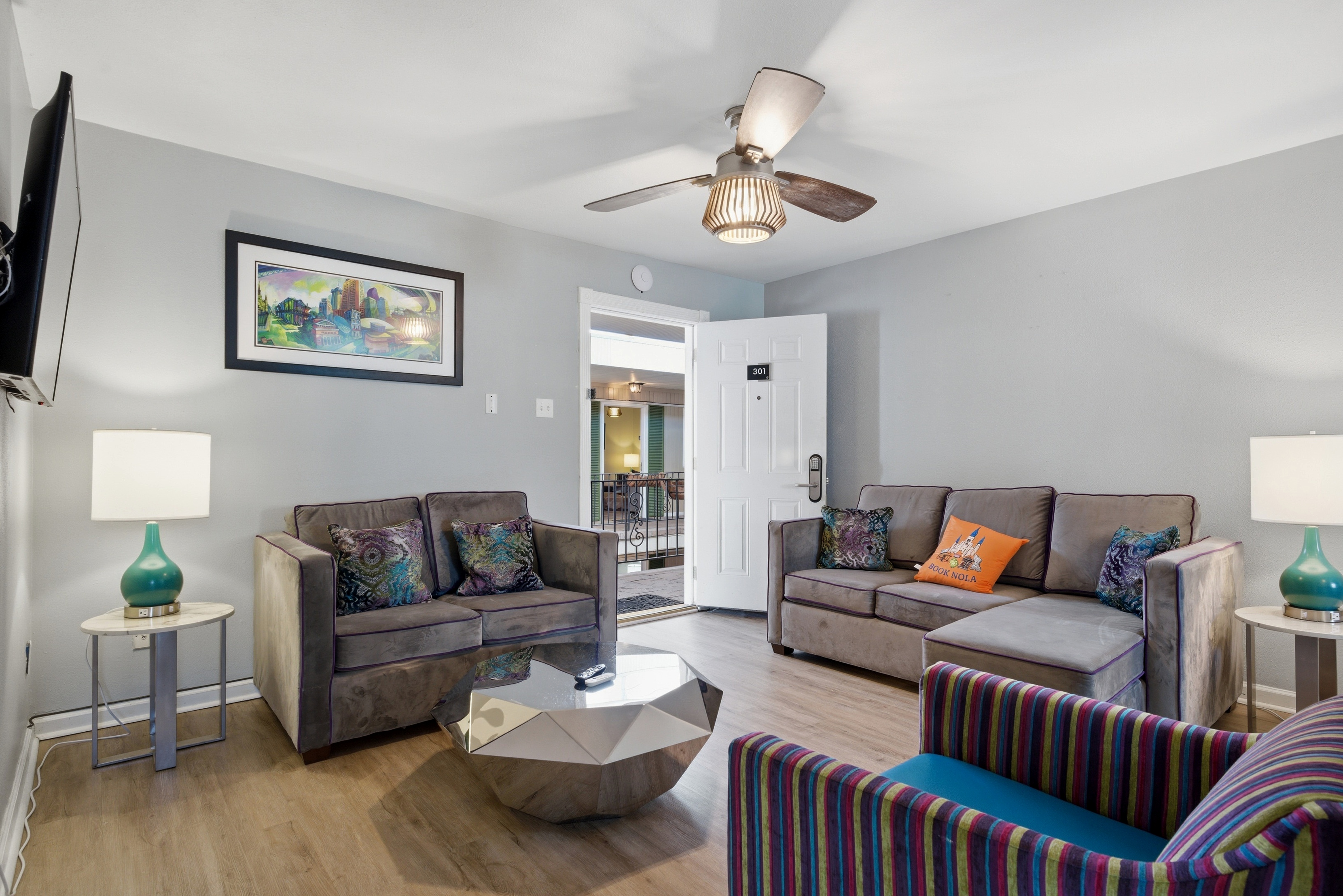 Living Room with Entryway View