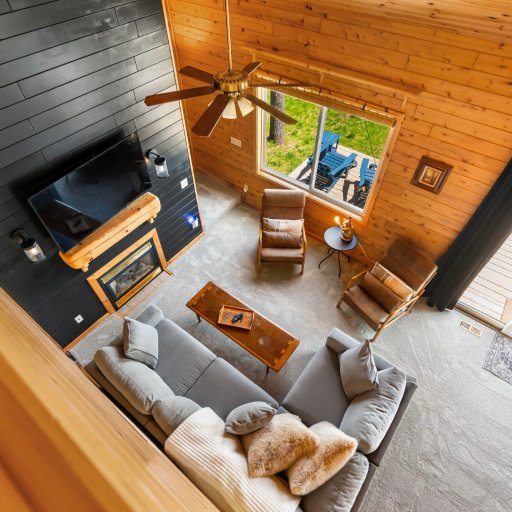 Open-concept living beneath the loft
