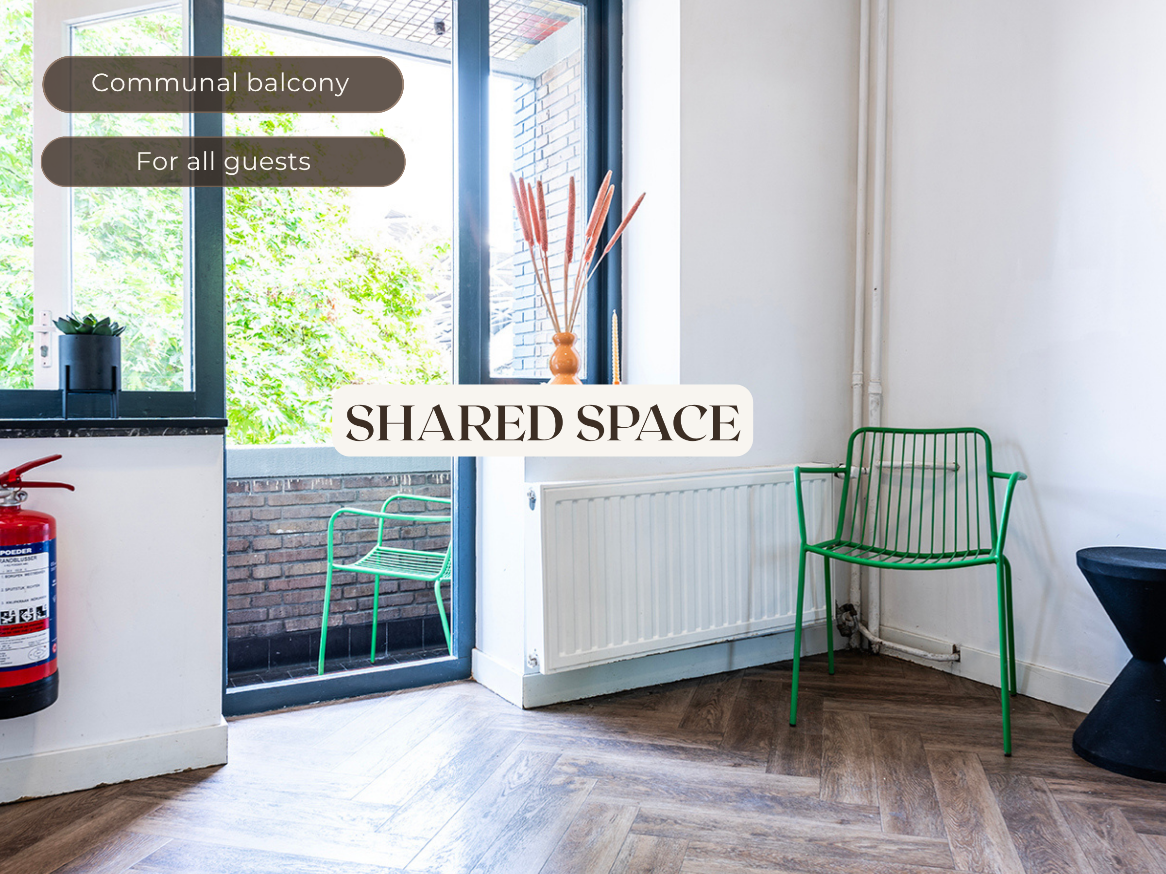Shared balcony. This space is available for everyone in the hotel. 