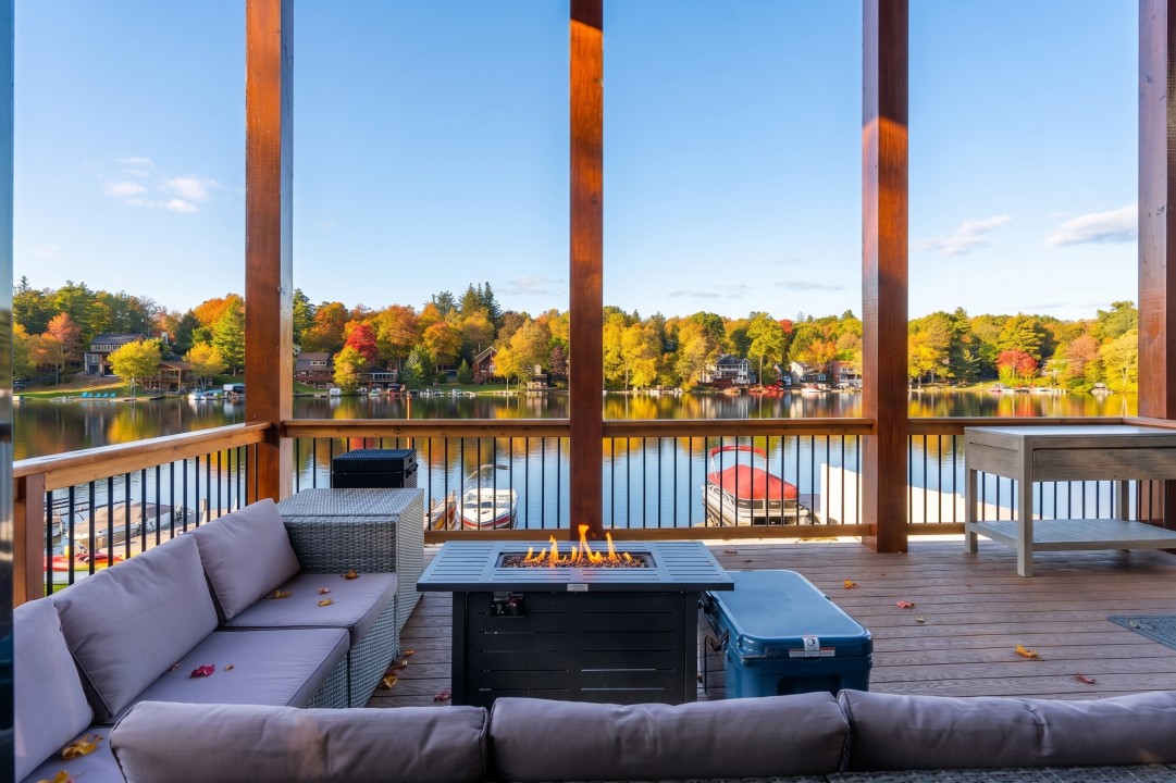 Modern Craftsman Lodge | Fire Pit Water Views