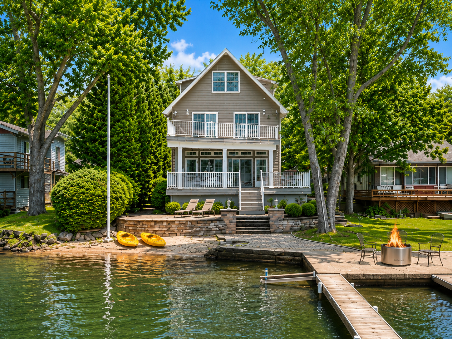 Lakefront | Dock • Kayaks • Firepit • Sleeps 10