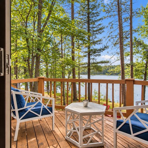 Out the slider to the upper deck and the lake