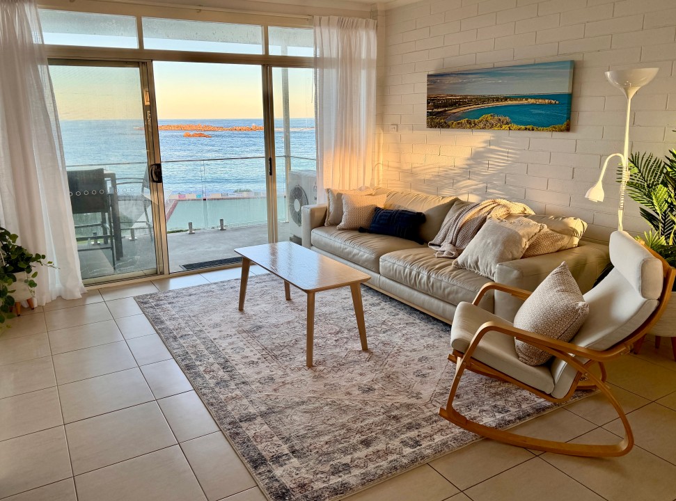 Interior features updated furnishings including 6 new dining chairs, coffee tables, and a Delonghi coffee machine with complimentary pods