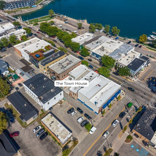 The Town House from above, on the Bridge Street block one street back from the marina.