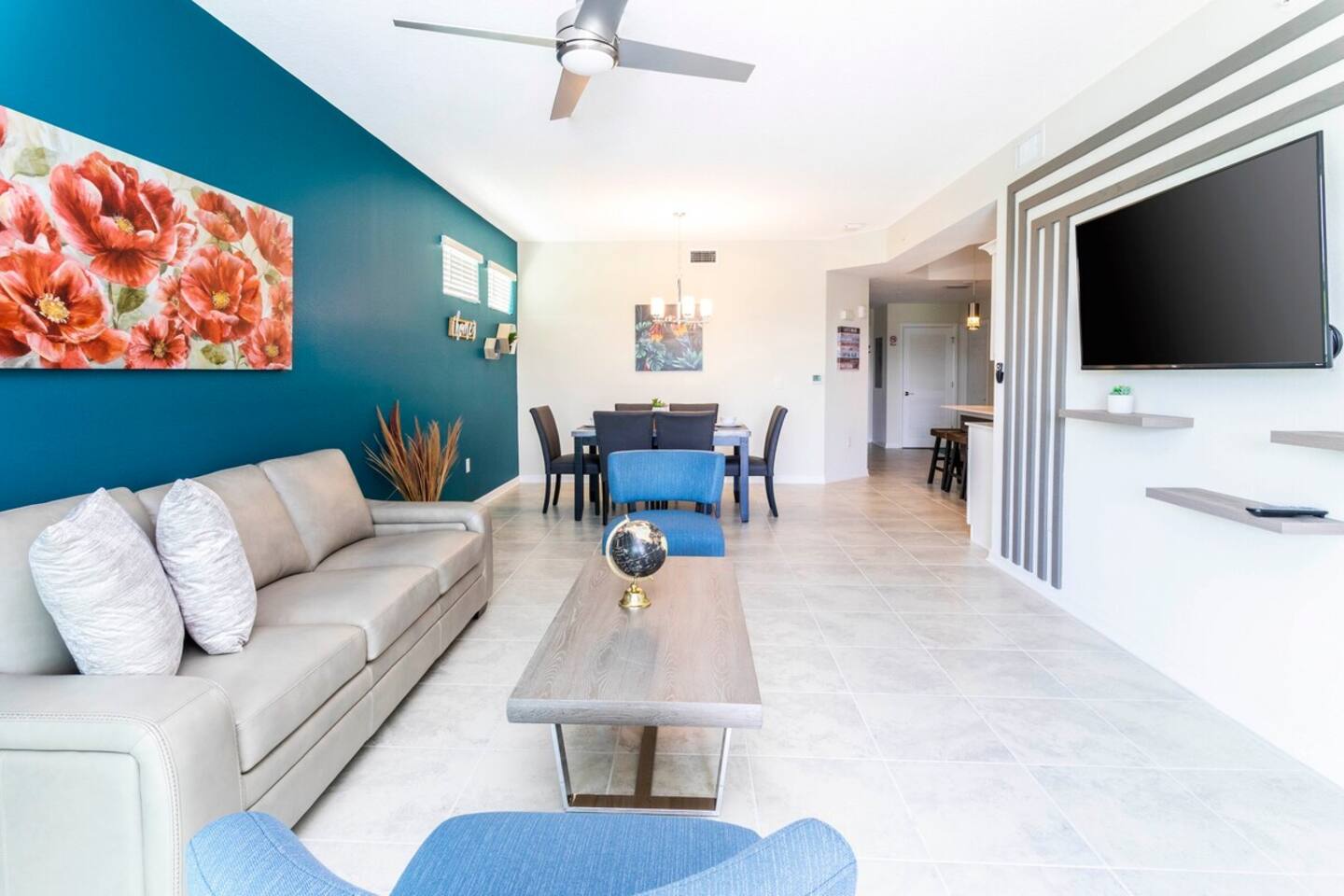 Living Room, Smart Tv and Queen sofa couch 