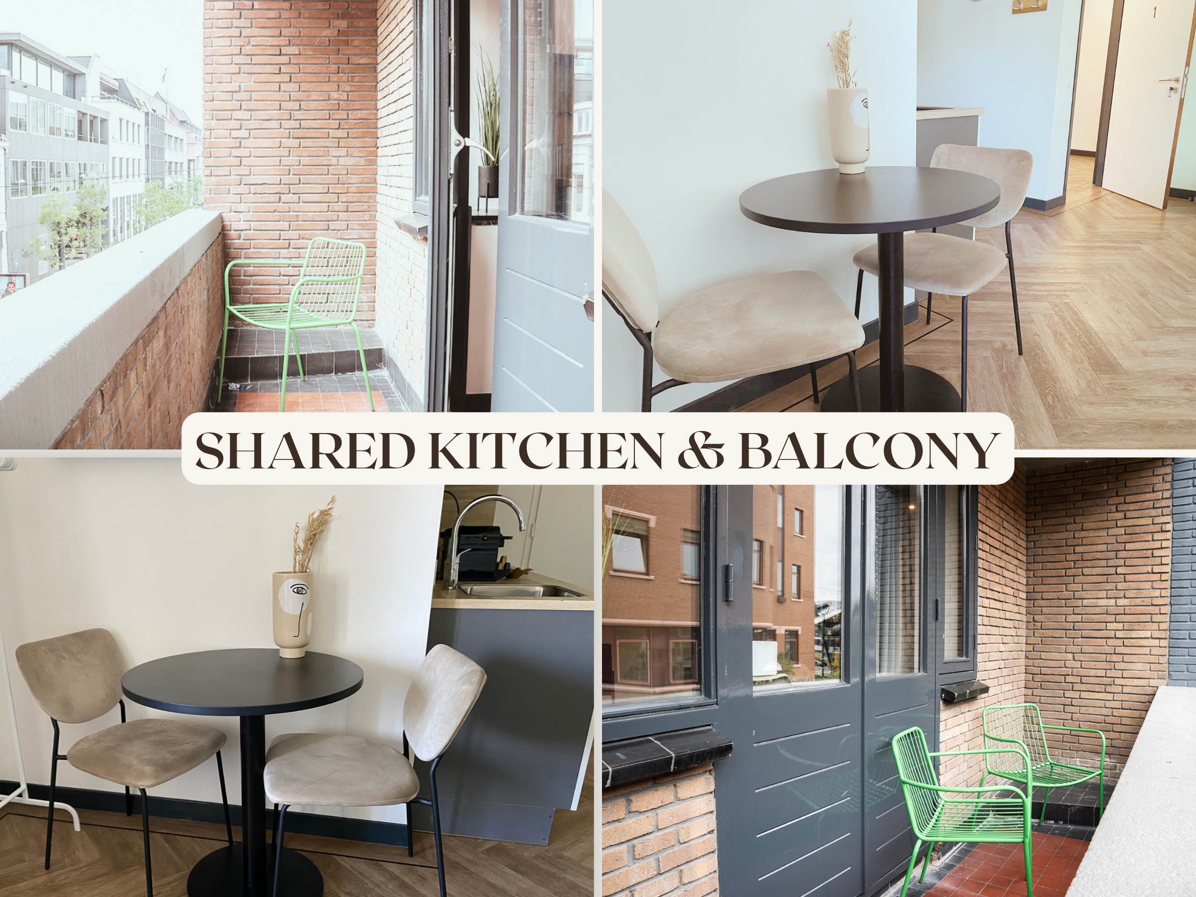 Shared kitchen and shared balcony
