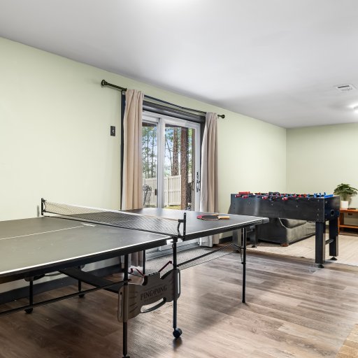 Ping-pong and foosball in the walkout lower level