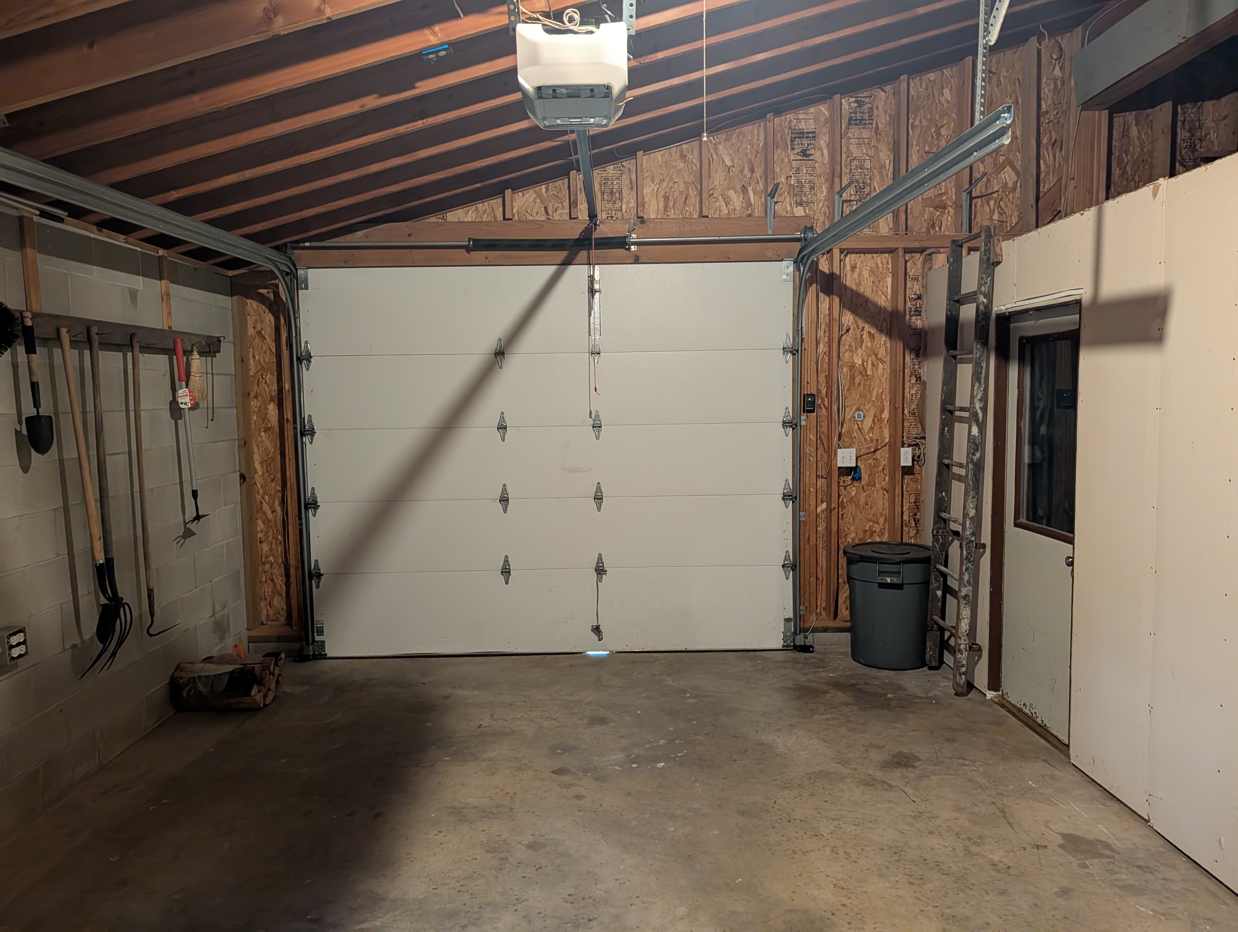 EXTERIOR:  The 1-car garage at the property that is available for guests to use.