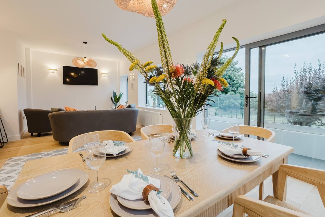 Dining table set for an easy, relaxed meal at home.