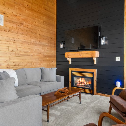 Cozy up by the gas fireplace
