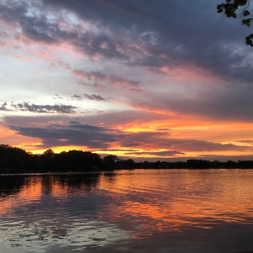 Summer sunset over Pine Lake from the shoreline