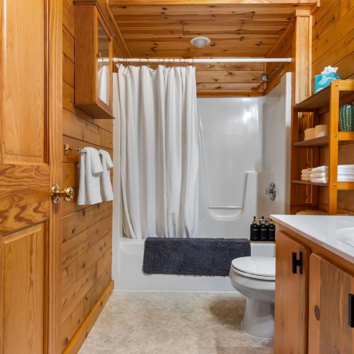Full bath with walk-in shower and tub