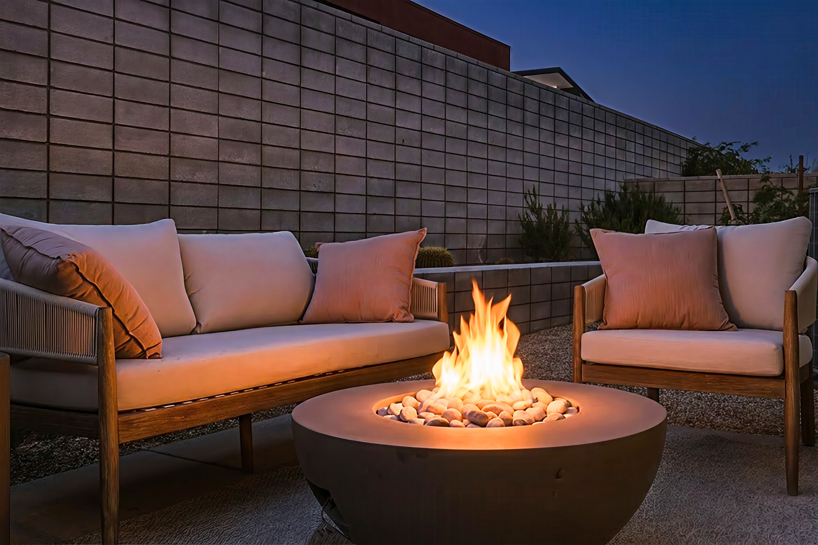 Private fire pit at Miralon Luxe