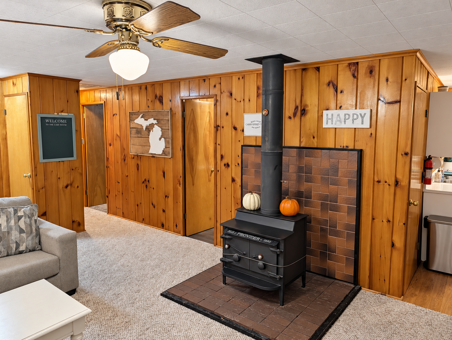 OVERVIEW:  The home has a comfy and relaxing living room with a sofa, chair coffee table, and television.  (Note that the wood fireplace in the living room is not available for guest usage.)