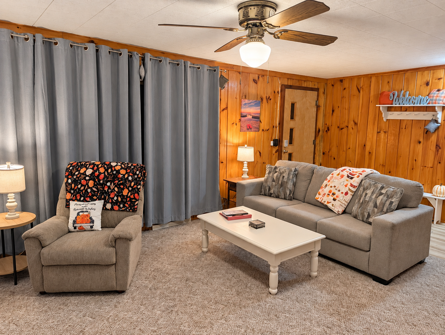 OVERVIEW:  The home has a comfy and relaxing living room with a sofa, chair coffee table, and television.  (Note that the wood fireplace in the living room is not available for guest usage.)